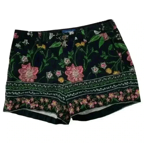 Old Navy Womens Multicolor Floral Print Flat Front Trouser Summer Shorts Size 8 - Picture 5 of 9